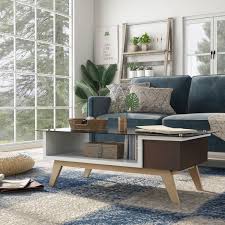Cosmoliving sapphire modern storage ottoman round coffee table this wood table is a modern and multifunctional table for not only coffee but also dining as well. Furniture Of America Yini Mid Century Modern Glass Top Coffee Table On Sale Overstock 17990238