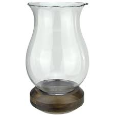 Glass hurricane pillar candle holder. 17 Wavy Edged Clear Glass Hurricane Pillar Candle Holder With Wooden Base Walmart Com Walmart Com