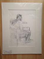 Original Drawing of Male Nude 'Sitting Man' Signed by Jeanne Dodd c.1990
