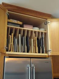 Over The Fridge Storage For Cookie Sheets Etc Farmhouse Kitchen Cabinets Diy Kitchen Kitchen Cabinets Makeover