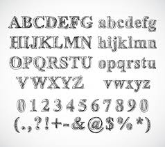 The principal documents from the period of the middle mongol language are: Free Vector Sketch Hand Drawn Alphabet Black And White Font Letters Numbers And Symbols Isolated Vector Illustration