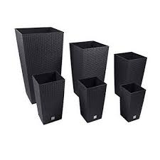 For my planter, which measured 15 inches tall, i used less than 1/4 cup of white paint for sponging. Large Rattan Tall Planter Square Plastic Garden Indoor Office Flower Pot Black 8 95 Picclick Uk