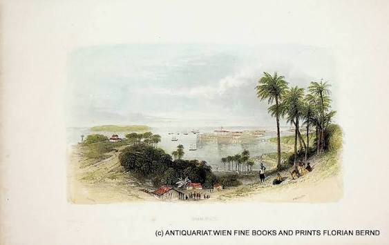 BOMBAY, (Mumbai) view ca. 1850: (1850) Art&nbsp;/&nbsp;Print&nbsp;/&nbsp;Poster | ANTIQUARIAT.WIEN Fine Books & Prints