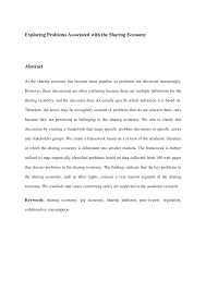 Do not discuss in great detail any single aspect of the work, and do not neglect to mention other equally important points. Pdf Exploring Problems Associated With The Sharing Economy