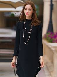 Pay in installments every 2 weeks with more info. Black Stand Collar Side Splits Knitted Midi Dress Casual Fall Outfits Dresses Knit Dress