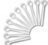 250mg Plastic Measuring Spoons (0.5ml) – Pack of 10 Mini Scoops for Baby Formula, Coffee, Protein Poweder, Baking – Approx. 1/2 Teaspoon Scoop (tsp)