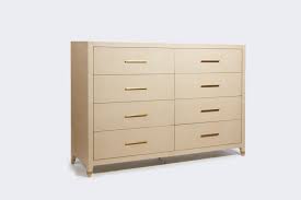 31½w x 15½d x 4¼ h clearance behind drawer: Lot A Restoration Hardware Brass Mounted Graydon Shagreen 8 Drawer Dresser Modern