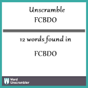 Unscramble FCBDO - Unscrambled 12 words from letters in FCBDO