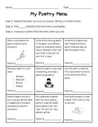 Poetry Menu For Elementary Students Poetry Lessons Poetry Activities Elementary Poetry