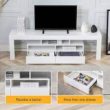 Bonnlo white tv stand with led light modern 51 inch tv stand tv cabinet with storage, drawer and shelves for living room bedroom furniture 4.0 out of 5 stars 284 $123.95 $ 123. Buy Mrs Bad White Tv Stand For 70 Inch Tv Stands With Led Light 2 Storage Cabinet Open Shelves Media Console Entertainment Center Television Table For Living Room Bedroom Online In Turkey B094jl5m57