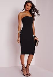Missguided Layered Bandeau Midi Dress Black With Images Black Dress Accessories Strapless Dress Outfit Little Black Dress