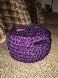 Crocheted Basket Lion Brand Wool Ease Thick Quick Yarn