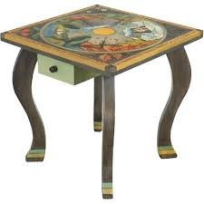 Large Square End Table Elegant Floral Motifs End Tables With Drawers End Tables Painted End Tables