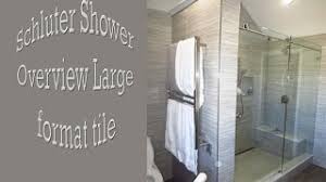 A linear drain allows for the use of larger format floor tile and the ability to pitch the floor in one direction. Schluter Bathroom Large Format Tile Linear Drain Heated Floor Bench Seat T Lock Youtube