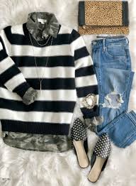 Black And White Striped Costume Ideas 5 Ways To Wear A Black White Striped Sweater This Is Our Bliss Striped Sweater Outfit Sweaters And Jeans White Sweater Outfit