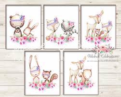Purple Woodland Animals Set Printable Lavender Pink Blush Boho 8x10 Baby Girl Nursery Baby Shower Decor Bedroom Wall Disegni Colori Dipingere
