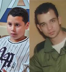 Father and son pose in sync