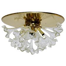 Blown glass flowers for sale. Modern Murano Italy Hand Blown Glass Flowers Brass Pendant Light Fixture 1970s For Sale At 1stdibs