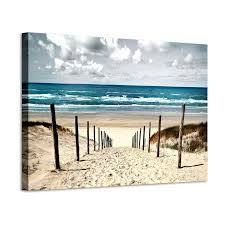 Create a splash in your bathroom by installing a feature wall that beach bathroom decor. Beach Artwork Coastal Wall Art Seascape Picture Shoreline Path Painting On Canvas For Bathroom 36 X 24 X 1 Panel Buy Online In Guernsey At Guernsey Desertcart Com Productid 185523137