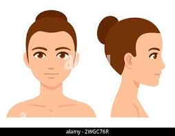 Il disegno del profilo della testa giovane donna coda di cavallo e casco  sport Immagine e Vettoriale