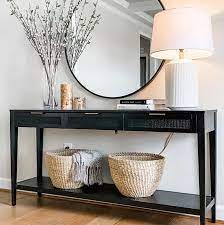 Woven Drawer Console Table Black Threshold Designed With Studio Mcgee In 2021 Black Console Table Decor Entryway Table Decor Console Table Styling