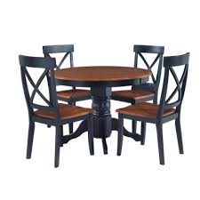 Home Styles Black And Cottage Oak Dining Set 5 Piece 5168 318 The Home Depot Oak Dining Sets Round Pedestal Dining Table Dining Furniture Sets