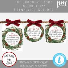 Hot Chocolate Bomb Instructions Favor Tag Template Hot Cocoa Gift Tags Printable Christmas Gift Tags Diy Editable Winter Shower Favor Tag Chocolate Bomb Christmas Gift Tags Printable Hot Chocolate
