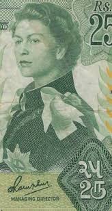 MAURITIUS 25 Rupees 1967, P-32b,VF, A/15 Queen Elizabeth Est $65 +GIFT!  MA1z