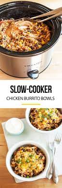 Slow Cooker Chicken Burrito Bowls Recipe Simple Rice Bowl That You Can Set And Forget Crockpot Chicken Dinners Easy Crockpot Chicken Crockpot Dinner