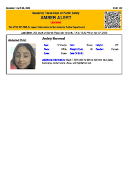 An amber alert (also amber alert) or a child abduction emergency alert (same code: Texas Alerts On Twitter Active Amber Alert For Amisty Monrreal From San Antonio Tx On 04 08 2020