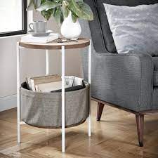 C $383.05 to c $485.34. Nathan James Oraa Rustic Oak And White Metal Frame Side Table With Storage Basket 32202 The Home Depot