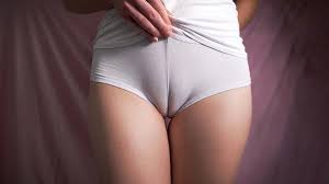 白いパンティーのクローズアップで脂肪猫のメコスジ