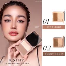Bronzer & Glow Duo Shading Highlight 4D Kathy Amrez Face Makeup Highlighter  1 PC