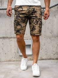 Short pour homme de couleur camouflage. Short Pantalon Court Pour Homme Cargo Camo Kaki Bolf 6137 Kaki
