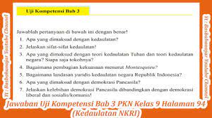 Kunci jawaban paket agama halaman 94 kelas 12. Jawaban Uji Kompetensi Bab 3 Pkn Kelas 9 Halaman 94 Kedaulatan Nkri Youtube
