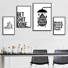 This bathroom rules wall plaque is not only stylish, but great for kid's learning about bathroom etiquette. Bathroom Fun Words Nordic Bathroom Decorative Toilet Personality Ideas Canvas Painting Unframed Wall Art Prints Painting Calligraphy Aliexpress