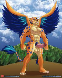 1boy abs anthro balls blue body blue feathers blue fur blue spots  bodily fluids disney elena of avalor erection feathered wings feathers  felid fur genital fluids genitals hi res