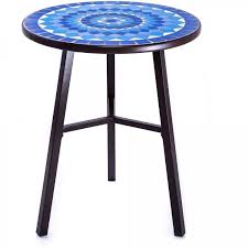 Small Patio Side Table Garden Balcony Outdoor Deck Iron Frame Blue Mosaic Outdoorpatiobistrotable Bistro Table Better Homes And Gardens Blue Mosaic