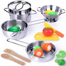 Kitchen utensils kids pretend play stainless steel mini play set toy 12pcs. Krato Kitchen Playset Pots And Pans Toys Pretend Play Cookware For Kids Mini Stainless Steel Stainless Steel Cooking Utensils Toy Kitchen Pretend Play Kitchen