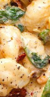 Potato Gnocchi In Bacon Spinach Cream Sauce Gnocchi Recipes Sauce Spinach Cream Sauce Potato Gnocchi Recipe