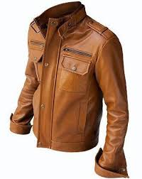 Handmade Men Tan Brown Color Leather Jacket Leather Jacket Leather Bomber Jacket Leather Jacket Men