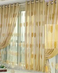 Fabulous Leaf Patterns Embroidery Bedroom Blackout Yellow Gold Curtains Gold Curtains Bedroom Yellow Gold Curtains Gold Curtains