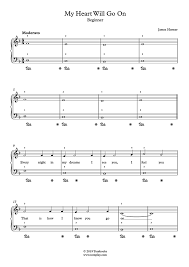 Klaviernoten zum ausdrucken für anfänger : Klavier Musiknoten Titanic My Heart Will Go On Anfanger Solo Klavier Horner James