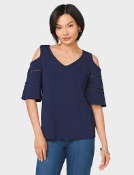 Dressbarn Westport Stiched Cold Shoulder Top Tops Fashion Trending Outfits