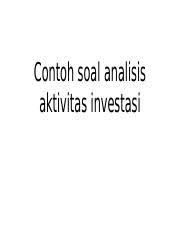 Mesin baru mempunyai umur ekonomis selama 5 tahun dengan salvage value berdasarkan pengalaman pada. Contoh Soal Analisis Aktivitas Investasi Antar Perusahaan Pptx Contoh Soal Analisis Aktivitas Investasi Axel Corporation Mengakuisisi 100 Saham Wheal Course Hero