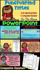 Punctuating Titles Powerpoint This Powerpoint Teaches Students When To Underline When To Italicize And When Underline Book Titles Quotation Marks Quotations
