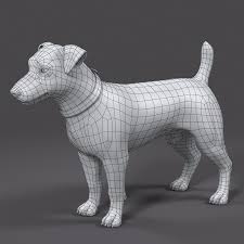 Jack L Terrier Fur 3d Model Face Topology 3d Model Character Modeling
