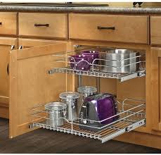 Rev A Shelf Metal 2 Tier Pull Slide Out Kitchen Cabinet Storage Basket Rack Rev A Shelf Cabinets Organization Metal Kitchen