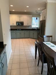 Blue used alone is usually not the best color for a kitchen but in any. My New Kitchen With Freshly Painted Cabinets Lowers Are Sw Moody Blue Kitchen Cabinets Pictures Kitchen Kitchen Cabinets