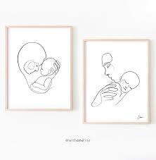 Newborn Boy Girl Printable Line Art Nursery Wall Art Baby Etsy In 2021 Line Art Drawings Posters Art Prints Poster Prints